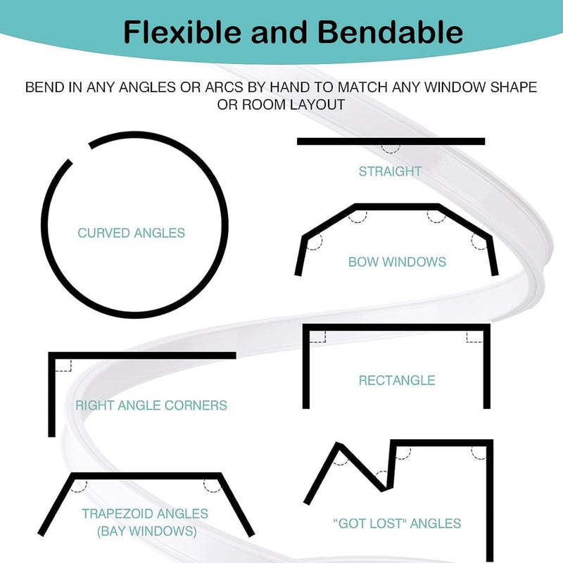 CEILINGRAIL Ceiling Curtain Track Flexible Bendable Ceiling Curtain Rail Set Tracks for Window Door Curtain Shower Room Divider Curtains RV (7 Meters) - Image 2